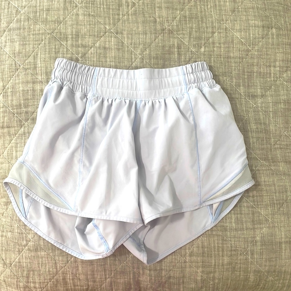 Pastel blue Hotty hots  Lululemon shorts. Size:2 Tall